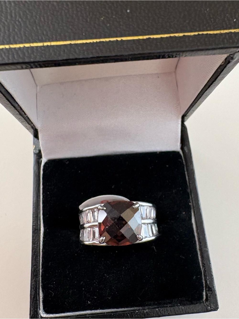Bomb Party Big Boss Energy Ring RG76996 Brown Tourmaline CZ Hematite Plating